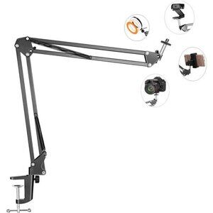 Overhead Tripod Mount for Camera Webcam Ring Light with Phone Holder